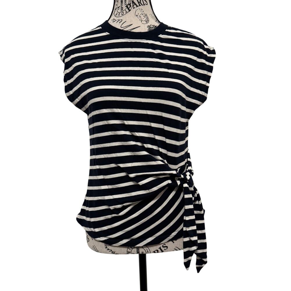 Old Navy Womens Small Navy White Striped Sleeveless Top Side Tie Muscle Tee